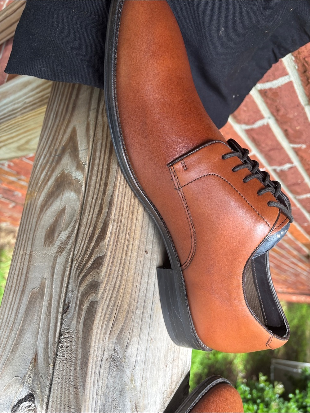 The Black Tux | Men's Tan Leather Derby Shoes — Classic Lace-Up Dress Oxfords - Picture 6 of 10